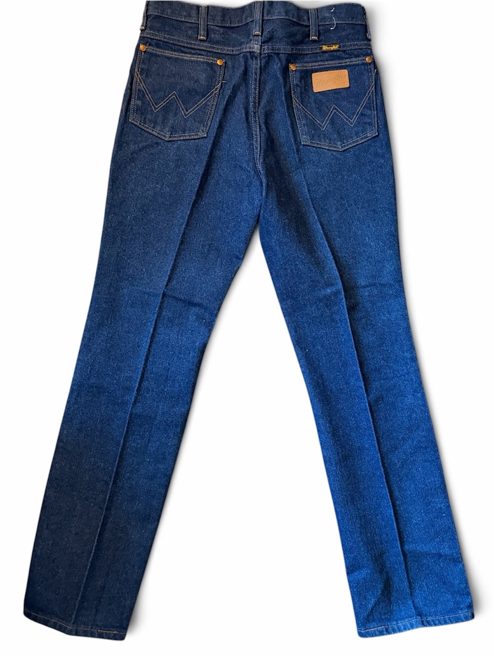Vintage 80’s Dark Blue Men’s Straight Leg Wrangler Jeans - Classic Denim